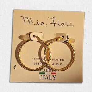 Mia Fiore Italy Hoop Earrings 18KT Gold Plated Sterling Silver Vermeil Gold OS